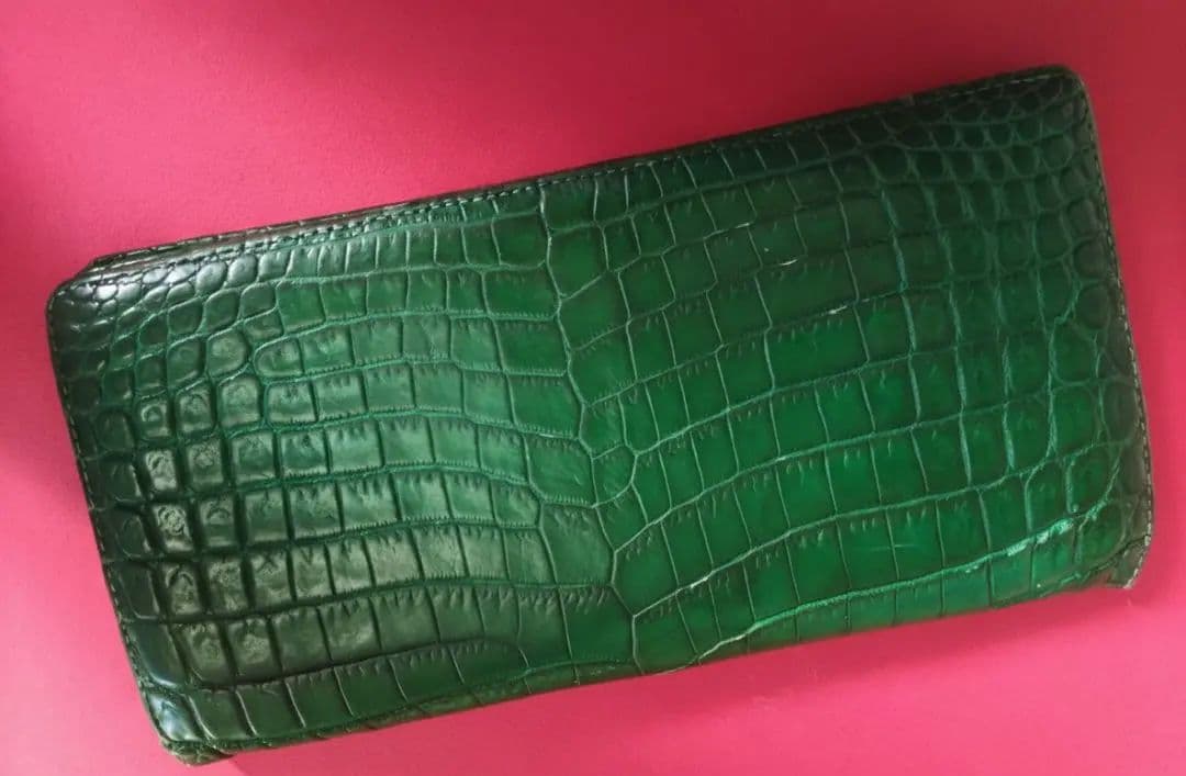 定価11.3万 全面ナイルクロコダイル 長財布 グリーン革芸人日本製 日本製 クロコダイルマット仕上げ グリーン VIP上質 長財布 ロング