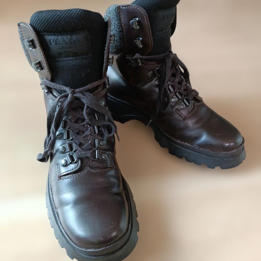 週末SALE✮　PRADA　美品　ブーツ　ショート　トレッキング　ワーク　プラダ 2026年最新】PRADA トレッキング ブーツの人気アイテム - メルカリ