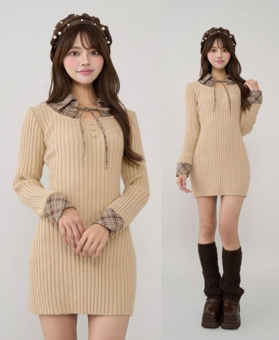 Daritch レイヤードライクニットミニワンピース ダーリッチ Darich レイヤードライクニットミニワンピース （ブラック