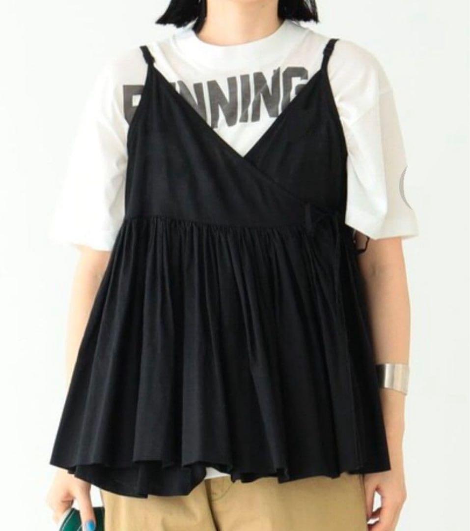 美品】 BEAMS BOY コットンリネン カシュクール キャミソール 黒