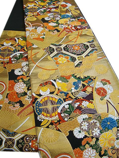 値下げ交渉ＯＫ！ロング寸 紋意匠 黒地 十日町 高級振袖 セット 正絹 Ｂ８６４