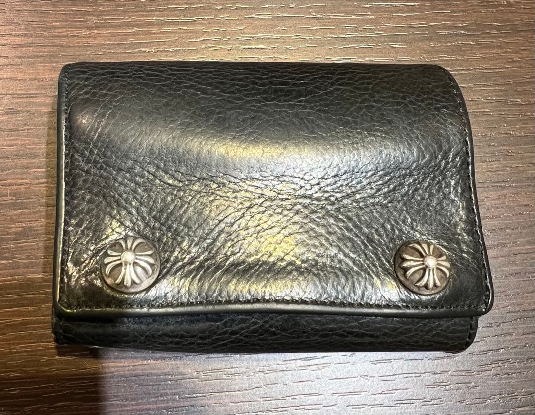 クロムハーツ３フォールドクロスボタンウォレット クロムハーツ 財布（Chrome Hearts）3フォールド クロスボタンブラック