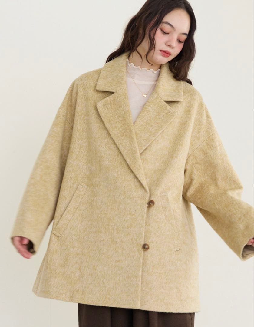 OLUN サイドボタンシャギーコート 組曲（KUMIKYOKU） コート アウター スタンドカラーシャギーコート