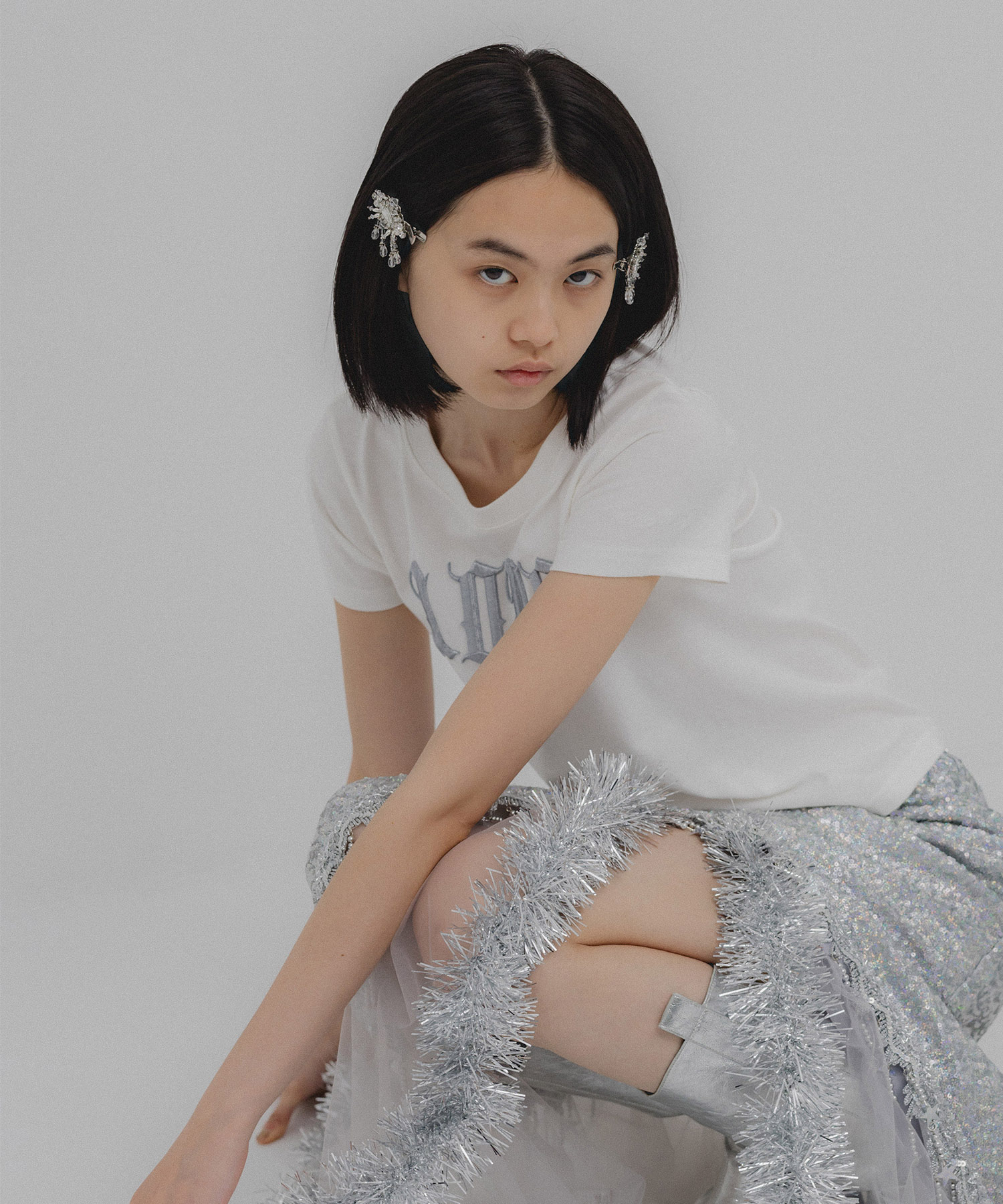 crystal hair clip right(FREE SILVER): tanakadaisuke: WOMENS